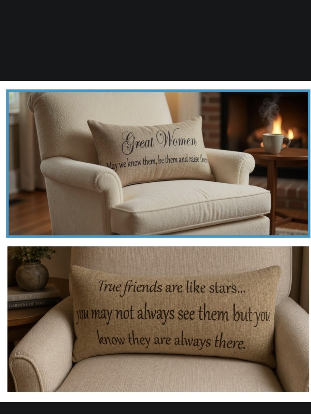 2 Sided Accent Pillow-Great Women Inspirational Burlap look -Natural -12x24 NWOT